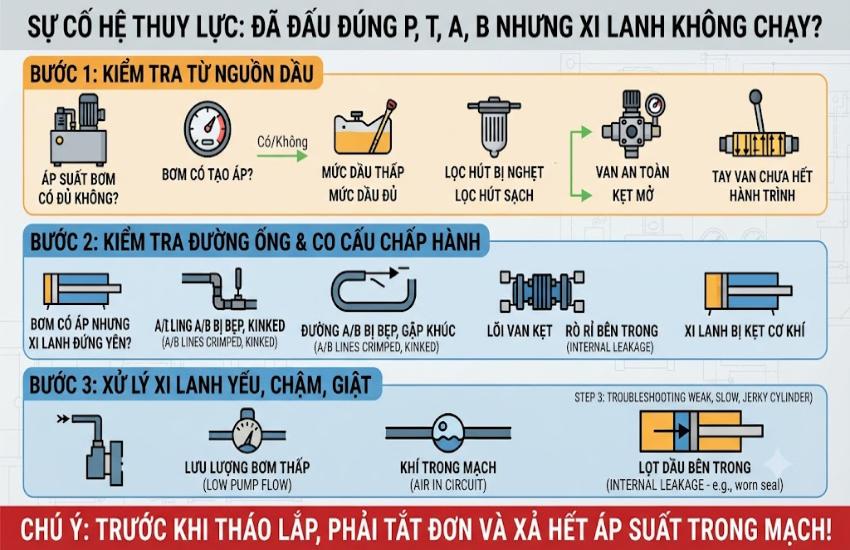 Vì sao đấu đúng P, T, A, B nhưng máy vẫn không chạy