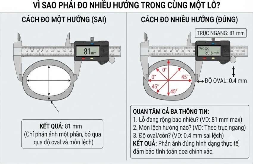 Vì sao phải đo nhiều hướng trong cùng một lỗ?