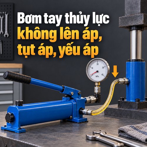 Bơm tay thủy lực không lên áp, tụt áp, yếu áp