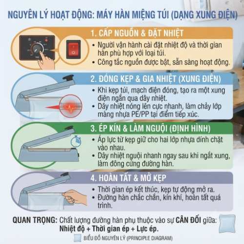 Nguyên lý hoạt động máy hàn miệng túi