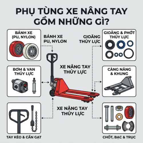 Phụ tùng xe nâng tay gồm những gì?