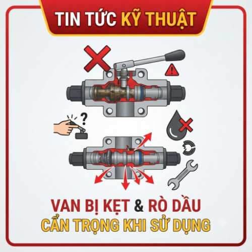 Van gạt tay thủy lực bị kẹt, rò dầu