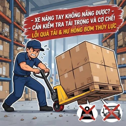 Xe nâng tay không nâng được